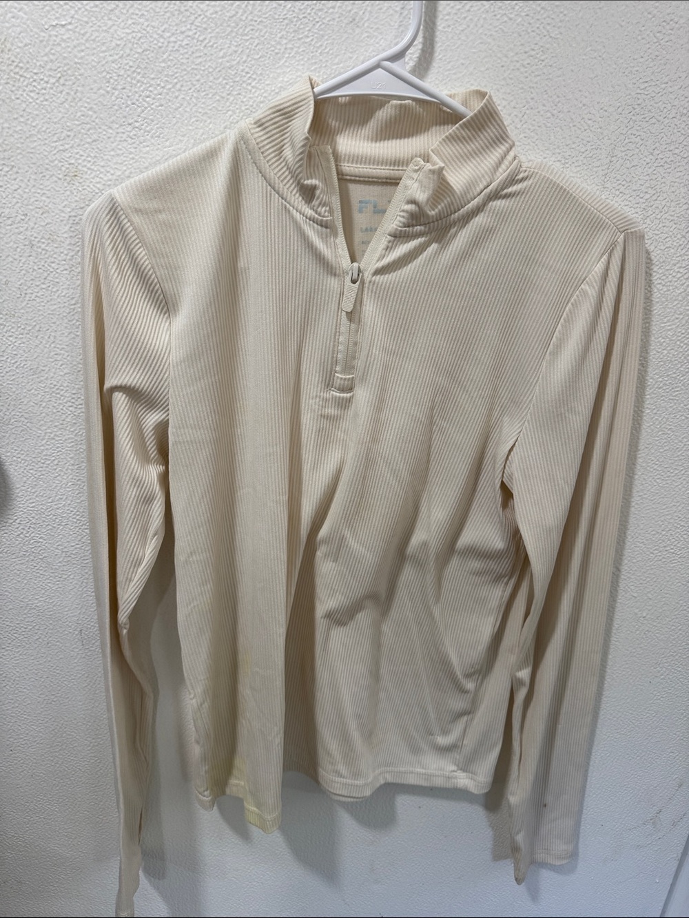 Women’s Cream Ribbed Half-Zip Sweater